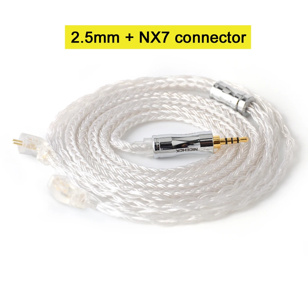 2.5mm With NX7 Pin NICEHCK C16-1 16 Core посеребренный кабель 3,5/2,5/4,4 мм разъем MMCX/2Pin/QDC/NX7 для CCAKZ ZSX C12 TRNV90 TFZ QDC DB3 NX7 PRO BL03 - Цвет: 2.5mm With NX7 Pin