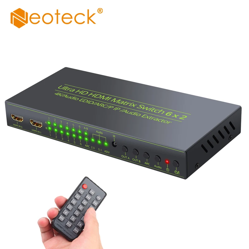 Neoteck 6x2 HDMI-совместимый матричный коммутатор 6 в 2 Выход HDMI видео сплиттер Поддержка