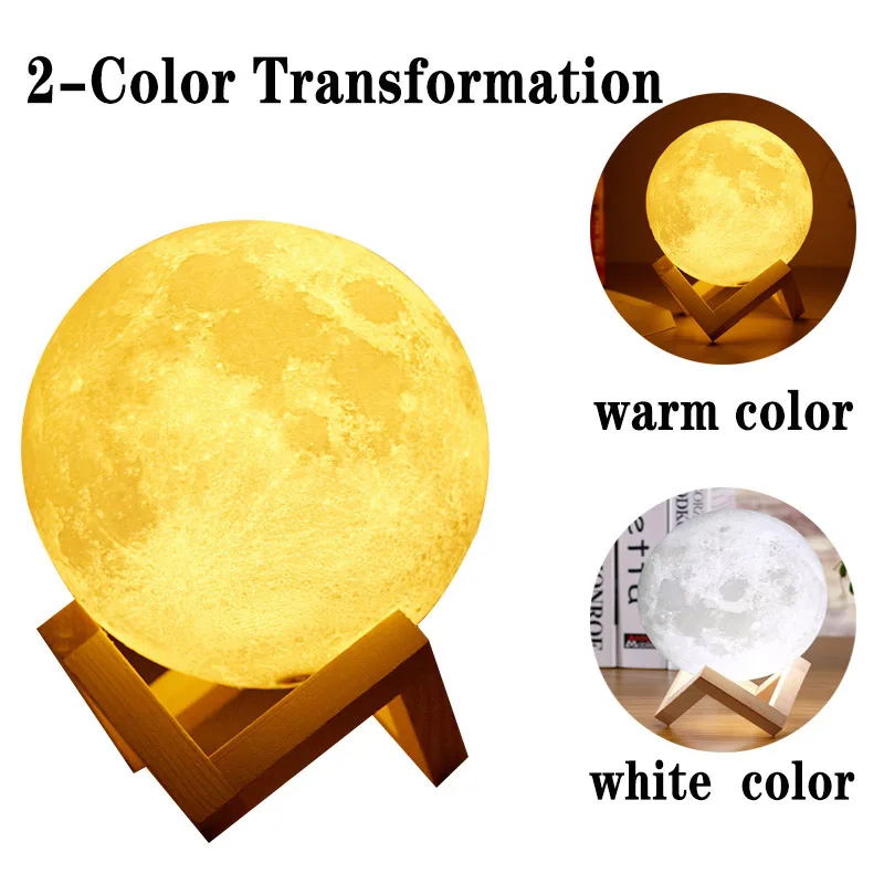 16 цветов фото DIY 3D печать Лунная лампа Изменение цвета лунный USB Перезаряжаемый