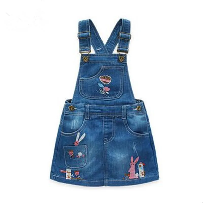 Джинсовый сарафан для девочек с серебристой вышивкой Повседневный Сарафан 2017 |