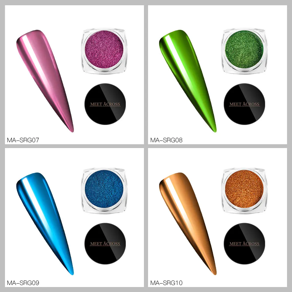 Зеркальный блестящий порошок для ногтей с четырьмя лилиями металлический цвет