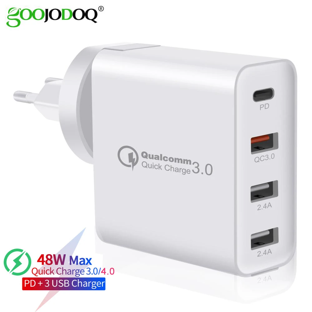 GOOJODOQ PD зарядное устройство 48 Вт USB быстрое QC3.0 настенное для iphone 11 XS Max Pro Apple iPad Samsung