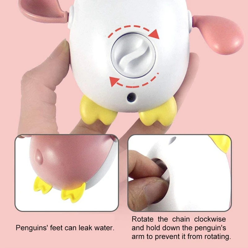 

4PCS Cute Penguin Wind Up Bath Toy Cartoon Animal Bathroom Shower Toys Baby Swimming Bath Toy
