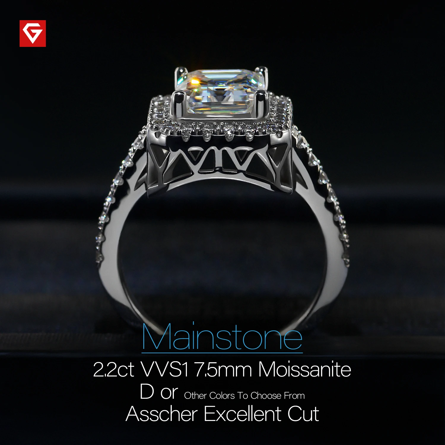 GIGAJEWE 2.2ct 7 5 мм D цветной Asscher 18 К Белый позолоченный 925 серебро Муассанит