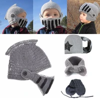 4 styles fashion warm unisex winter wool knitted handmade grey ski hat with face mask roman knight helmet caps