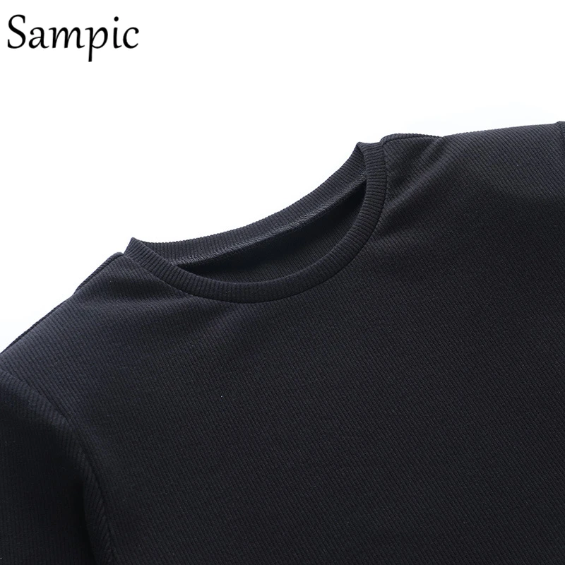 

Sampic Outfits Knitted Ribber Lounge Wear Tracksuit Women Pants Set Long Sleeve T Shirt Tops And Skinny Pants Two Piece Set 2021