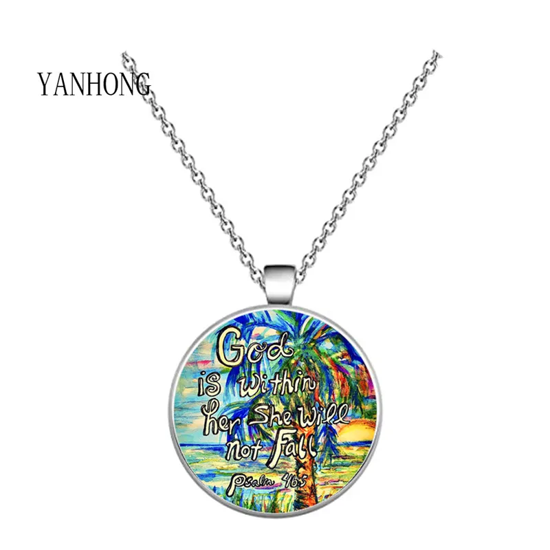 Popular jewelry biblical verse necklace &quotquiet know I am God&quot pendants Psalm 46:10 quotes handmade women | Украшения и