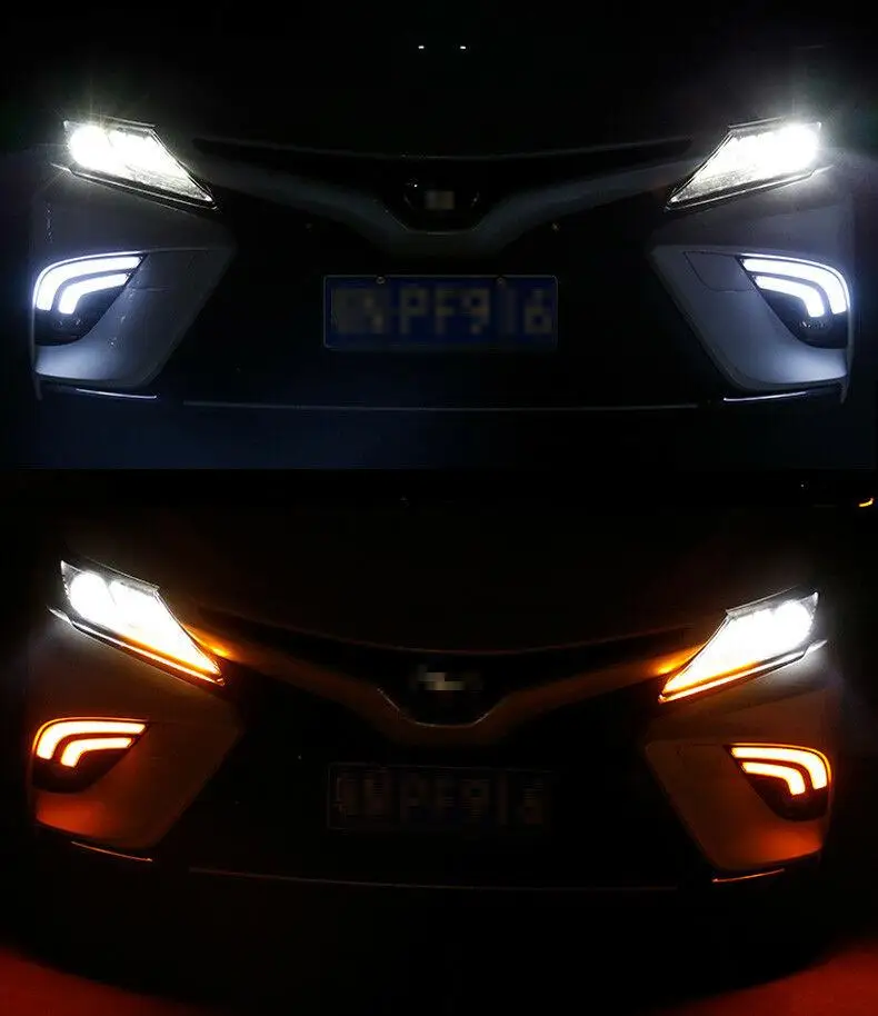 

For Toyota Camry 2018 LED DRL Daytime Running Lights w/ Fog Driving Lamp Cover