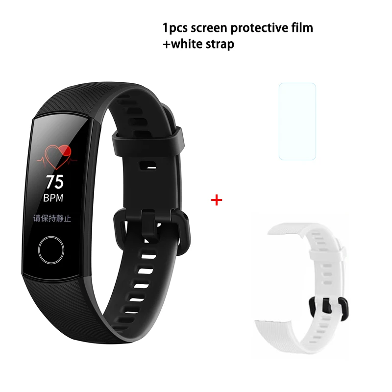Black n white strap Фитнес-трекер HUAWEI Honor Band 4 6-осевым инерционным монитор сердечного ритма полный сенсорный экран AMOLED Цвет Экран смарт-браслет - Цвет: Black n white strap