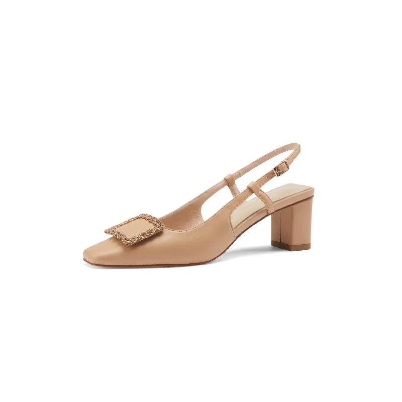 

2021 Summer Female Sandal Espadrilles Platform Low-Heeled Shoes With Strap Girls High Low-heeled Fashion Comfort Beige Rhineston