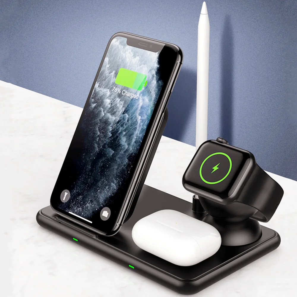 

4 in 1 15W Qi Wireless Charging Stand For Apple Watch iphone 11 12 pro max airpods pro Apple docking station Phone Holder