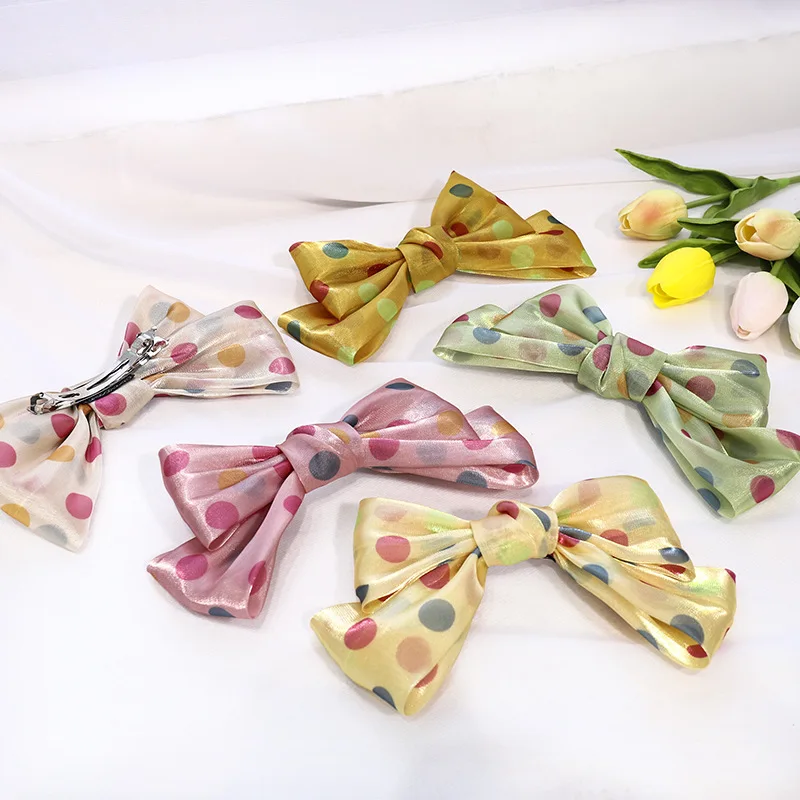 Новинка модные разноцветные заколки для волос с бантом женщин и девочек сетчатая