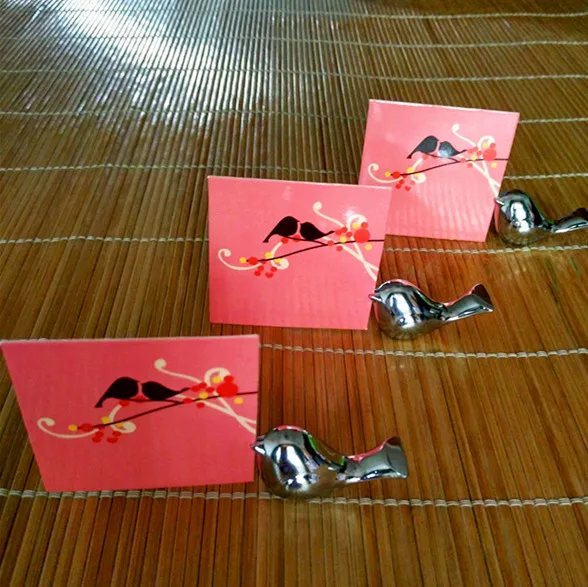 20 шт./лот держатель для карт в виде любимых птиц на свадьбу матовая Серебряная