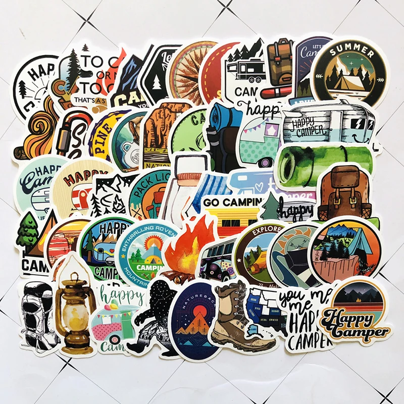 

50PCS Camping Landscape Stickers Outdoor Adventure Climbing Travel Waterproof Sticker To DIY Suitcase Laptop Bicycle Helmet Car