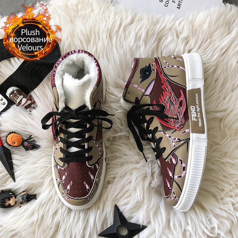 

2021 Winter Plush Women Shoes Men Anime Shoes Casual Shoes Casual High Top Sneakers plus Size Couple shoes Cosplay Shoes