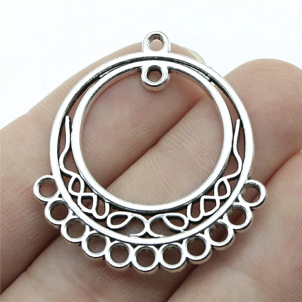 

4pcs 37x34mm Round Porous Chandelier Earring Connectors Jewelry Findings For Jewelry Making