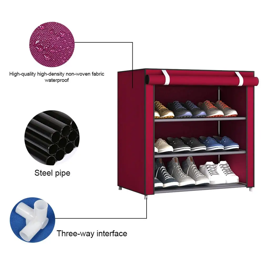 

Shoe Organizer 4-tier Sturdy Non-Woven Fabric Shoe Stand Shelf Storage Organizer Cabinet Shoe Rack Shoes Organizers