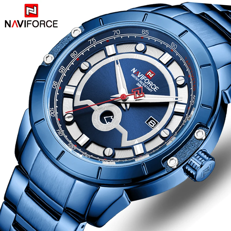 NAVIFORCE 9166 модные брендовые мужские спортивные часы кварцевые армейские военные
