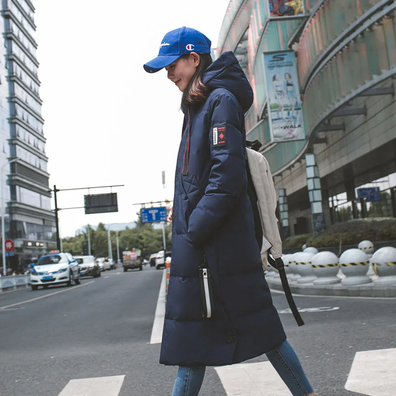Women BLue Tcyeek/большие размеры, зимнее пальто, Мужская Женская куртка, Hiver, модная длинная куртка на утином пуху, мужская и женская модная зимняя одежда с капюшоном 1809 - Цвет: Women BLue
