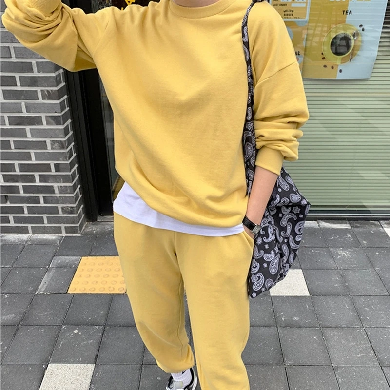 저렴한 2020 새로운 가을 여성 세트 두 조각 Pullovers 스포티 한 바지 라운지 착용 단색 Tracksuit 정장 WS8590