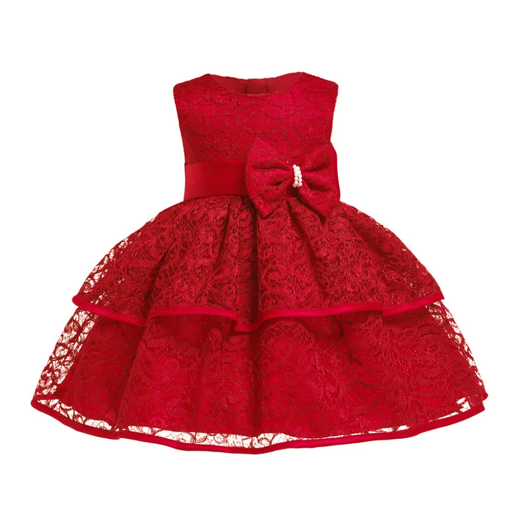 

HG Princess 3M-24M Baby Dress Red Lace Flower Girl Dresses for Weddings Dresses For 1 Year Toddler Baby Ball Gowns Sleeveless