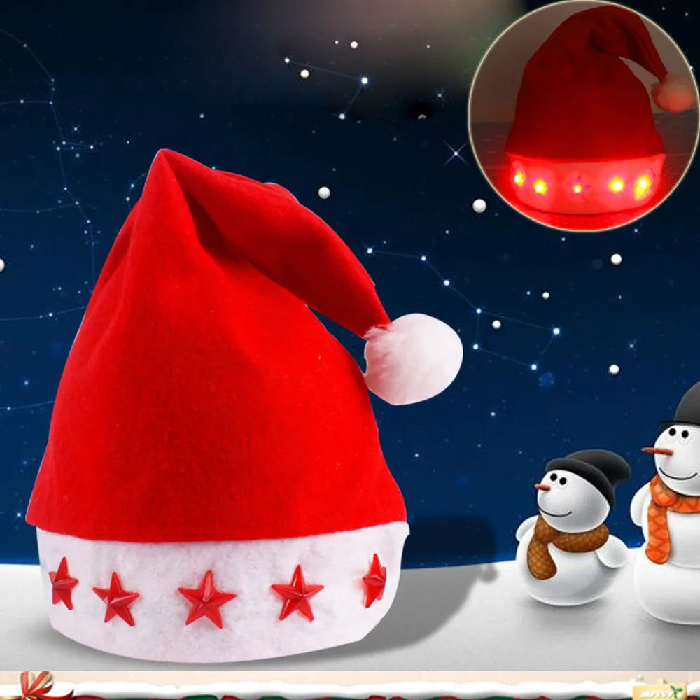 Рождественская шапка Navidad Санты рождественские украшения светящаяся