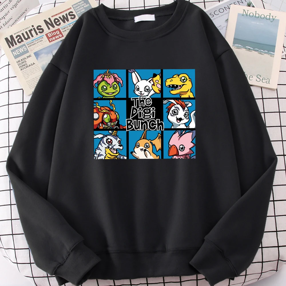 

Man Fleece Sweatshirts Digimon Anime Long Sleeve Pullover New Autumn Winter Fleece Warm Hoodies Male Hip Hop Streetwear COTTON
