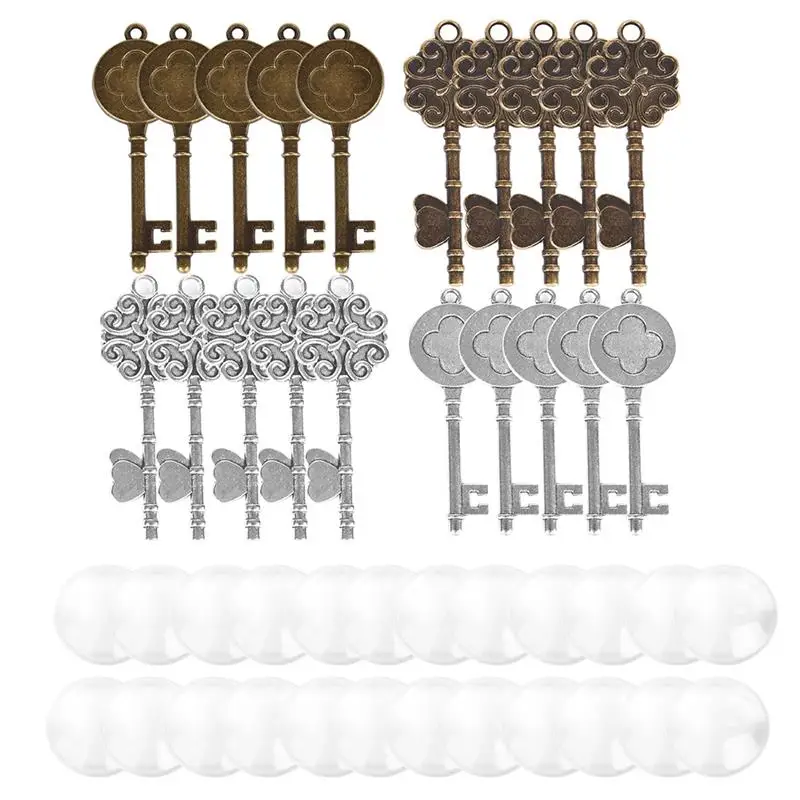 10 шт. 20 мм античный серебряный цвет цинковый сплав ключ кабошон основа подвеска