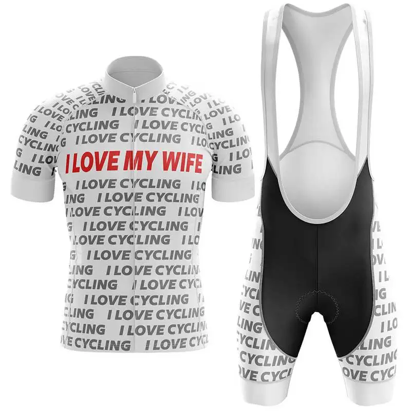 

NEW 2022 I LOVE My Wife Cycling Jersey Set Men Sports Team Bike Clothing Quick Dry Summer Sleeve Cycling Shirt Bib Short Gel Pad