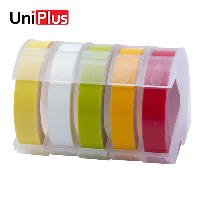 UniPlus, 5 шт., цветные ленты, совместимые с Dymo, 3D лента для этикеток, 9 мм, для тиснения этикеток, производитель для Motex Dymo, 1610, 1880, принтер для этикеток