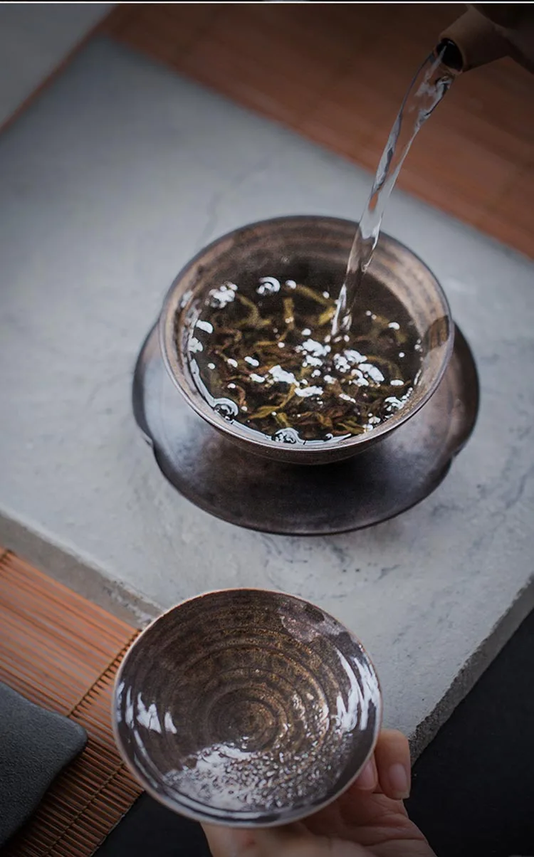 150 мл ручной работы Винтаж Японский стиль грубая керамика Gaiwan керамика Tureen кунг-фу чайные пиалы чашка для чая ретро украшения дома ремесла