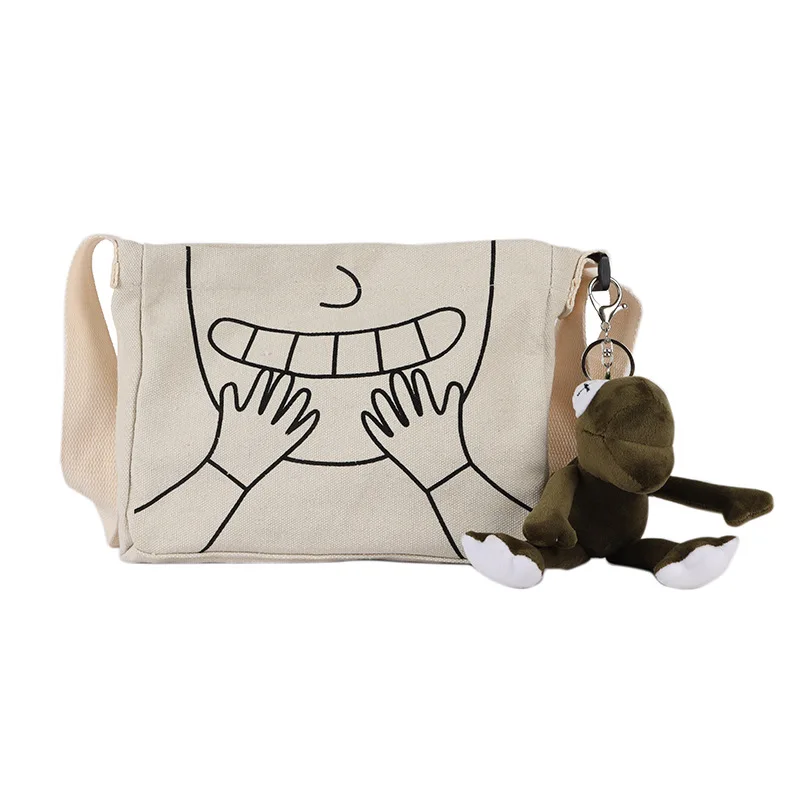 Сумка-мессенджер из парусины однотонная в Корейском стиле с мультяшным