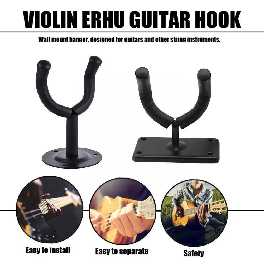 

1 Pcs Guitar Hanger Hook Holder Wall Mount Stand Rack Easy Most Bass Bracket Install Guitar Display Screws Fits I7N5