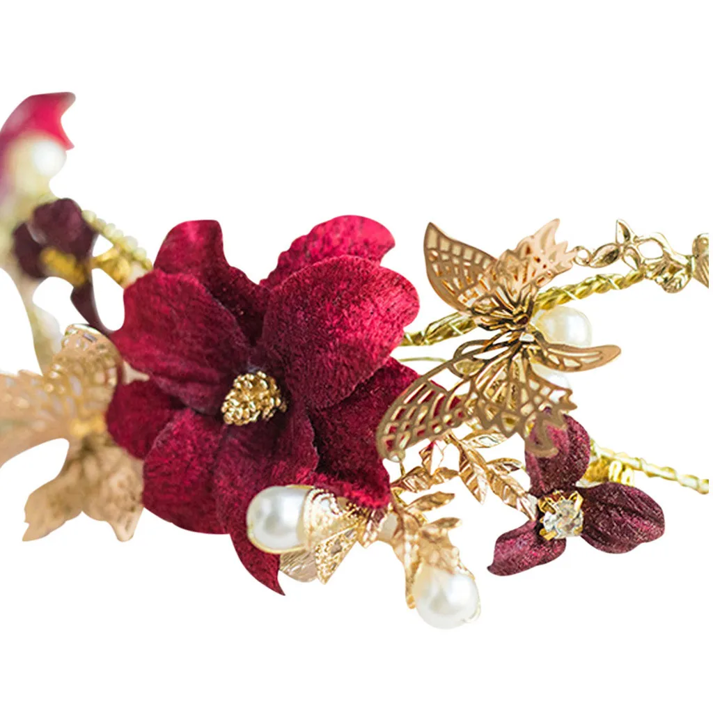 Headbands For Women Shiny Crystal Pearl Hairband Gold Silver Branches Floral Head Band Wedding Bride Tiara Crown Hair Jewelry#p5 |