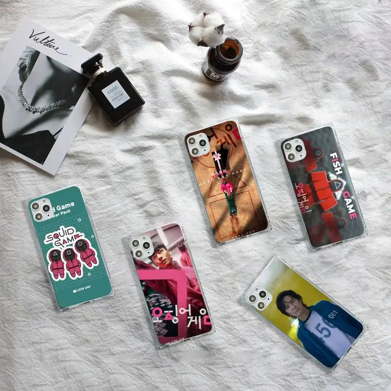

Korean TV series Squid Game Phone Case Transparent for iPhone 7 8 11 12 se 2020 mini pro X XS XR MAX Plus
