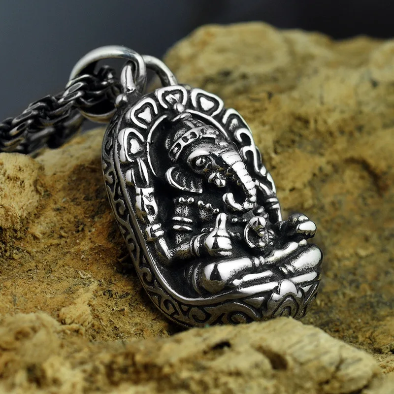 925 пробы Серебряный слон Ганеш твердый кулон для мужчин и женщин тайское серебро