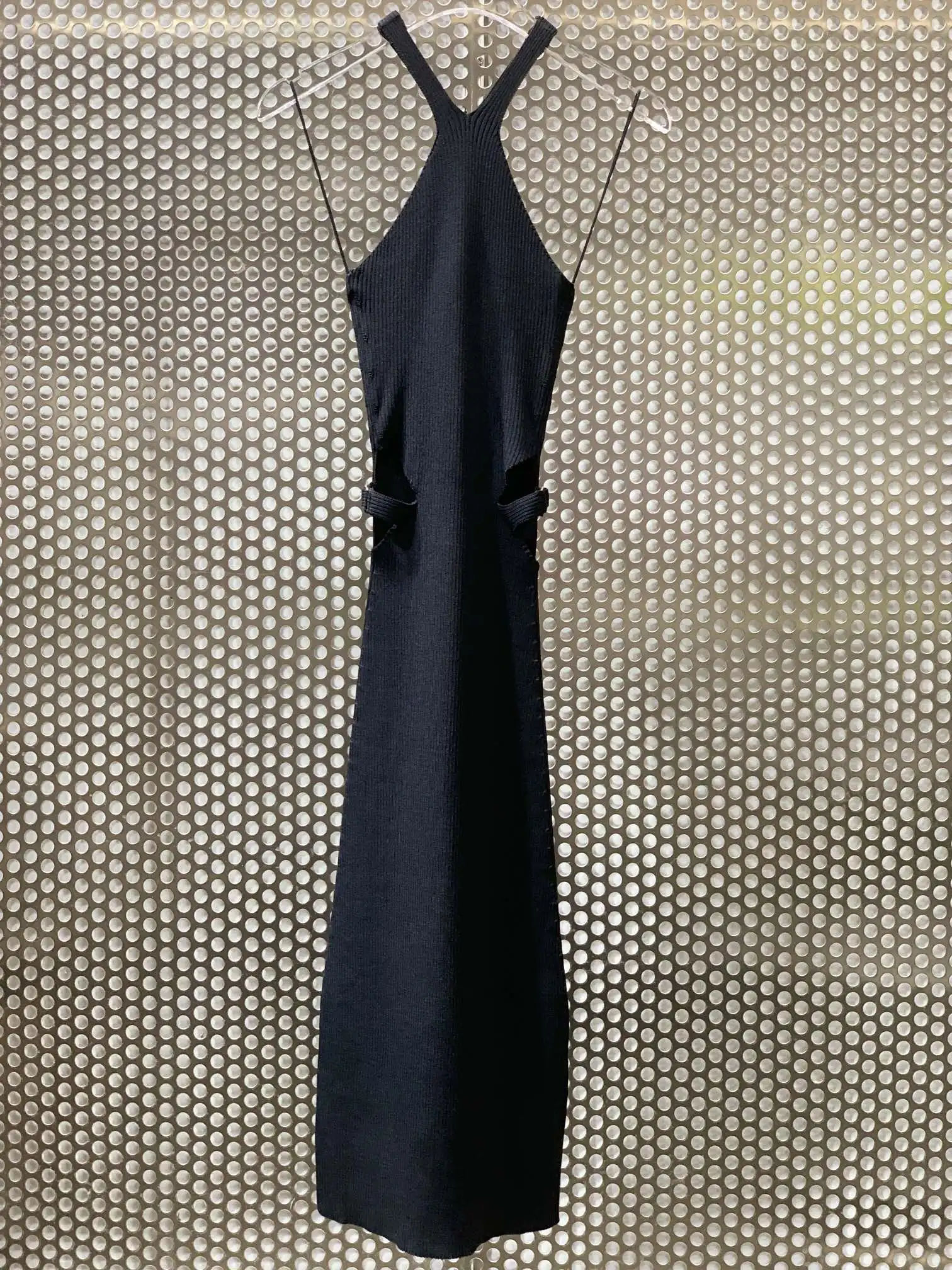 

fashion 2021 new women sleeveless halter neck cutout cross strap dress 0329