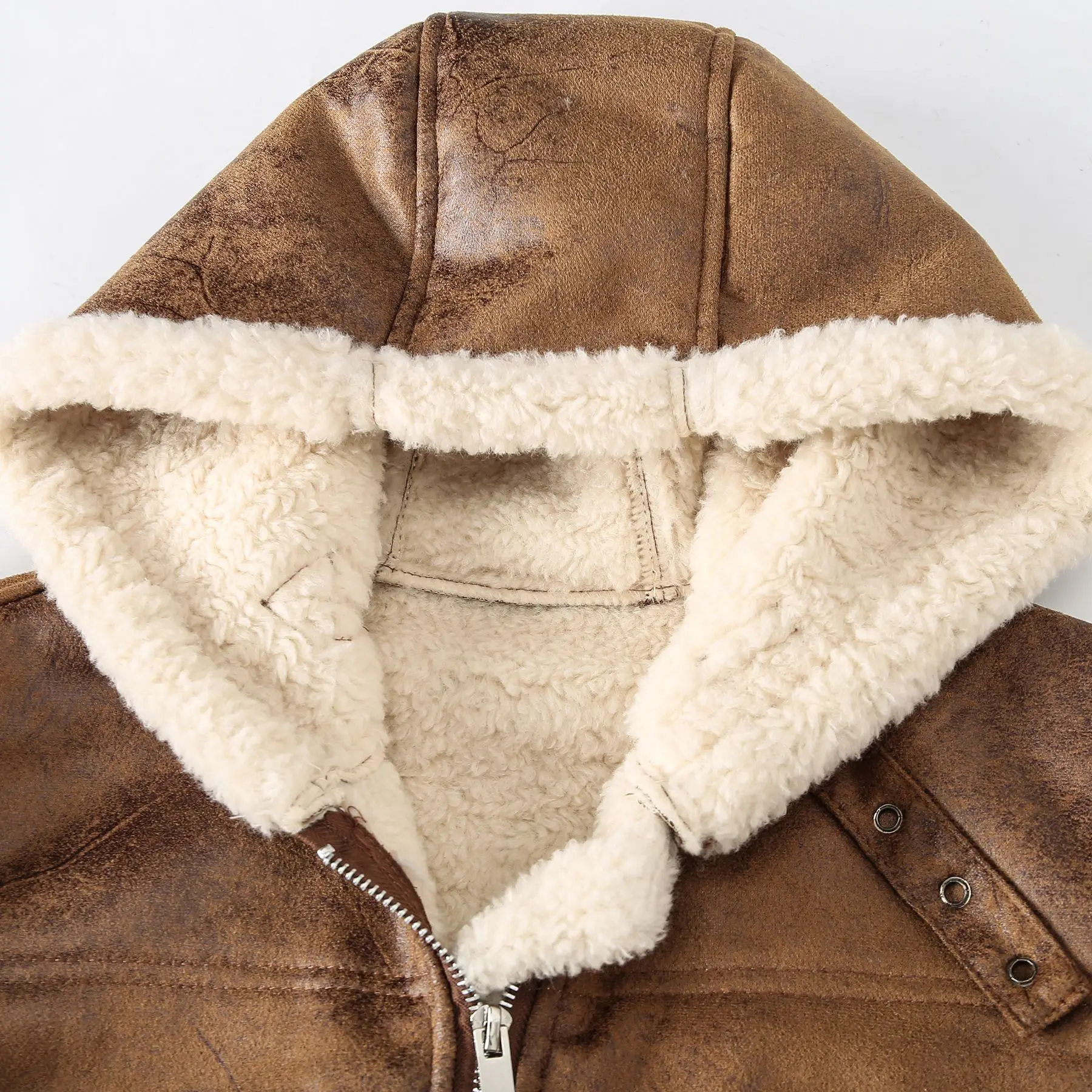 Men's Winter PU Leather Fur Vest Casual Hooded Warm Jacket Lambswool Waistcoat Jackets Sleeveless Zipper Solid Color | Мужская