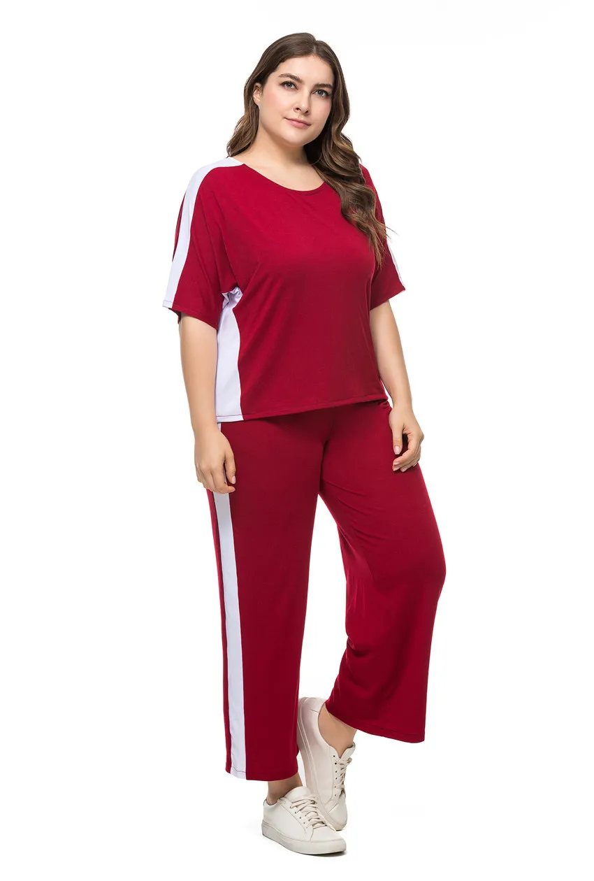 

Casual Lady Women Tracksuit Summer Women Clothing Sets Elastic High Waist Loose Two piece Set Femme Outfits LW217