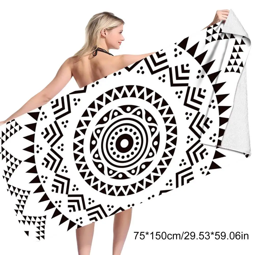 

Beach Swimming Pools Outdoor Activities Innovative Printing Beach Towel Geometric Art Quick Drying Microfiber Travel Blanket