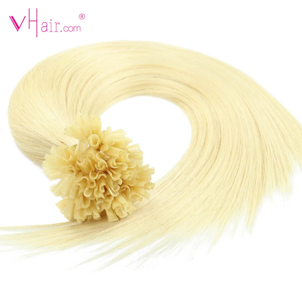 VHair Remy осветлённые волосы на кератиновых пластинах Бонд Пряди человеческих волос