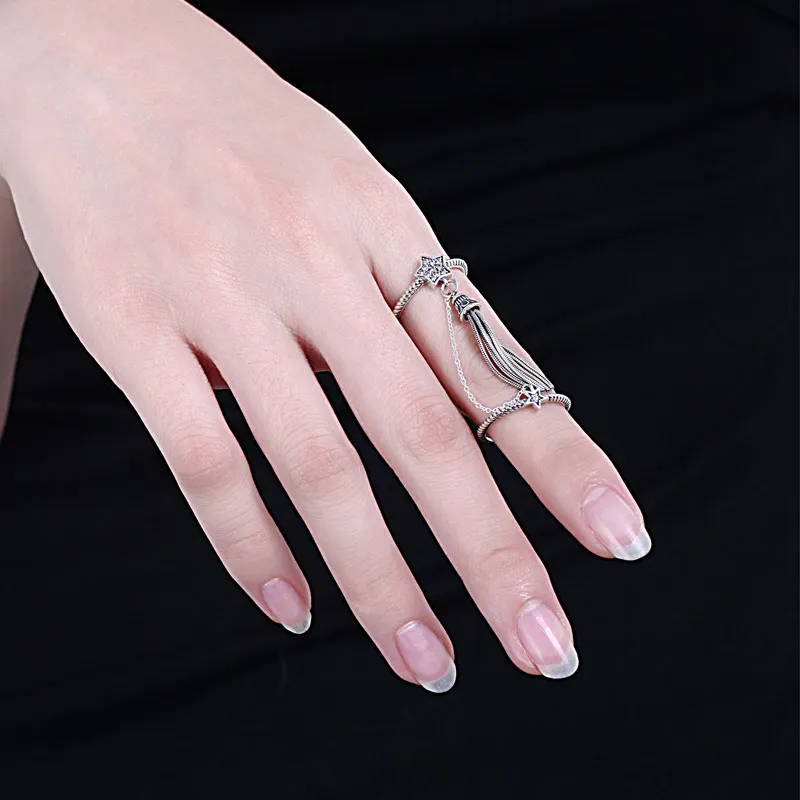 Женское кольцо из серебра 925 пробы с подвеской в виде звезды|Кольца| |