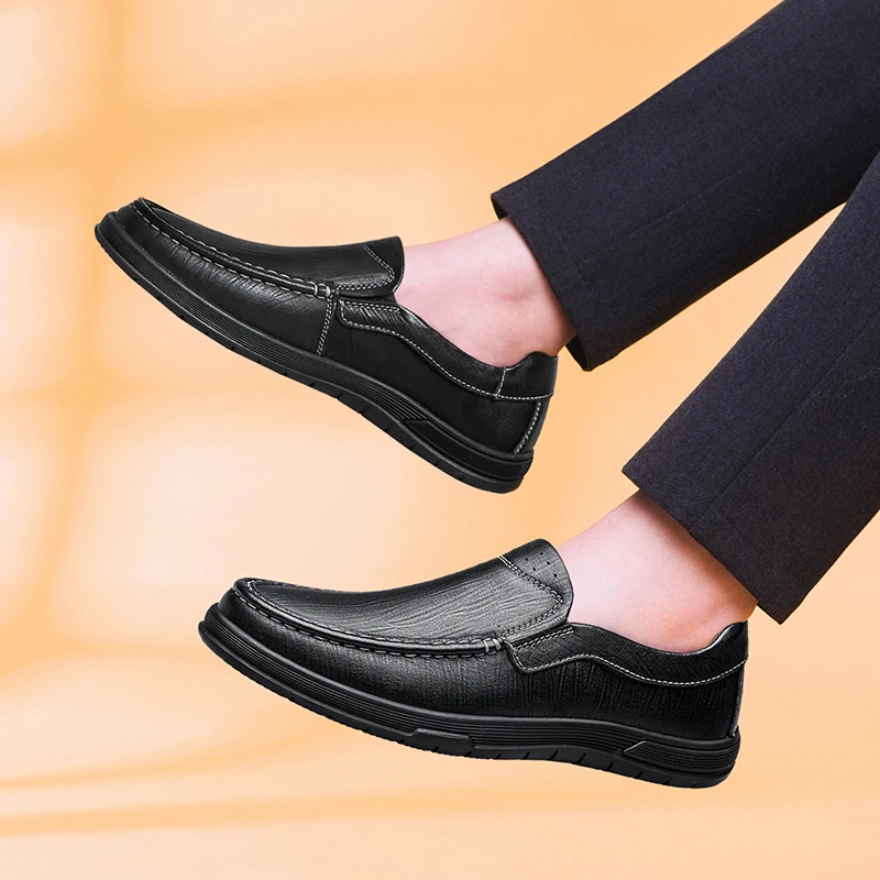 

Мужские повседневные туфли, натуральная кожа, лоферы, дышащие, без застежки, легкая обувь для вождения, лето