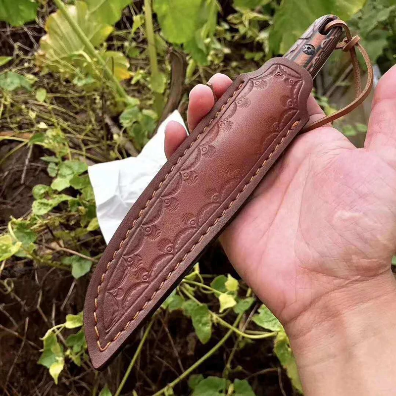 

Camping Hunting Straight Knife D2 Steel Blade Wooden Handle Outdoor Tactical Survival and Rescue EDC Utility Fixed Blade Knife