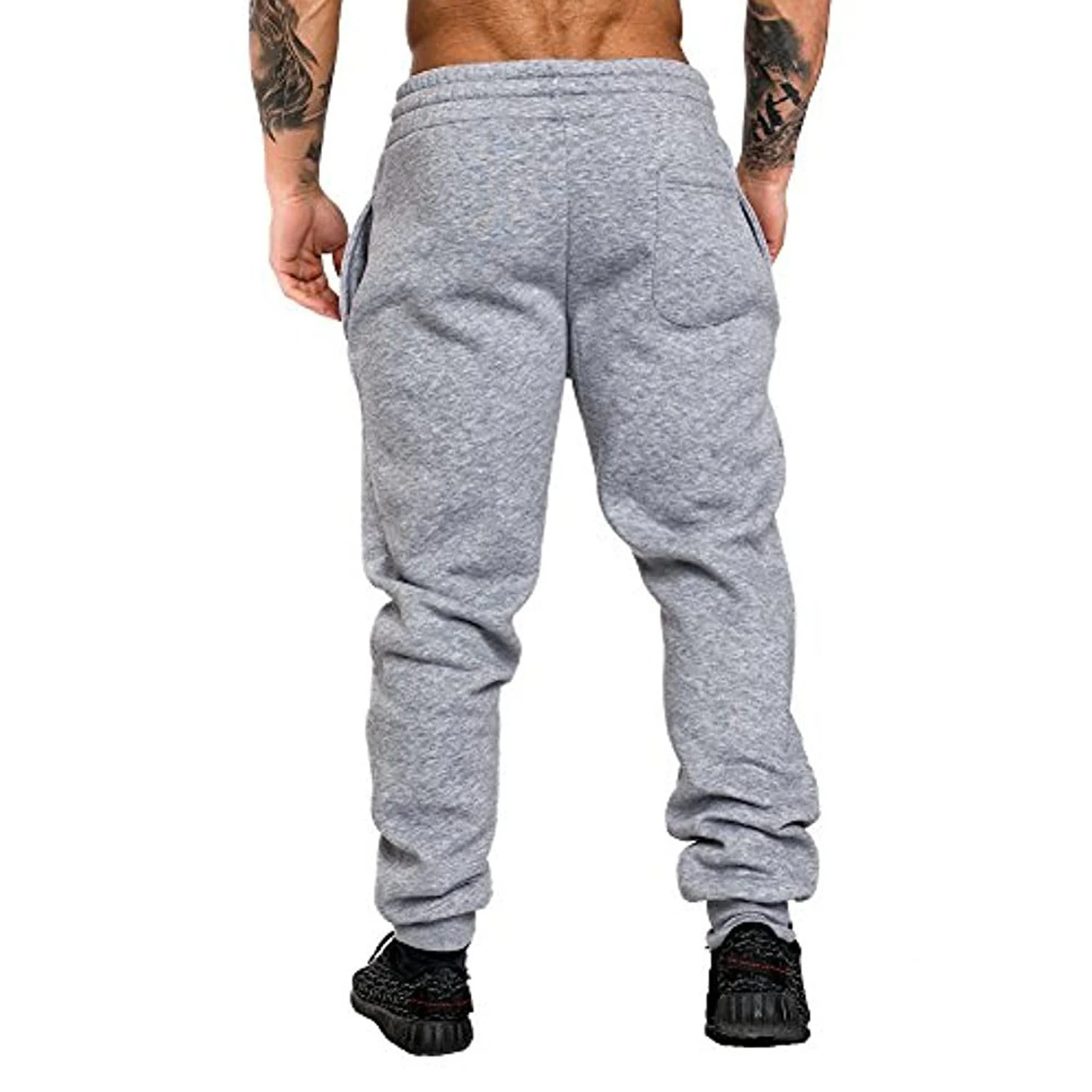 

Men Casual Sport Trousers Drawstring Elastic Waist Solid Colour Long Pants 2020 Newest Fall Winter Male Fitness Sweatpants 3XL