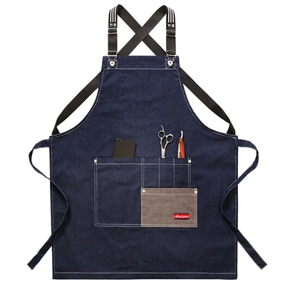 Джинсовый фартук для женщин с логотипом клиента молочного чая кофейни выпечки