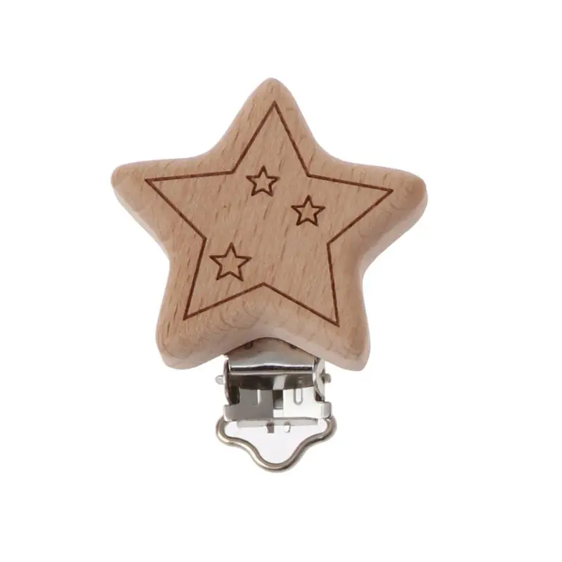 

1pc New Arrival Lovely Wooden Pacifier Clip Natural Beech Wood Baby Pacifier Clips Dummy Clips DIY Pacifier Chain Accessory