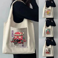 shopping bag ladies travel portable messenger large capacity storage bag cute monster printing washable pocket to store sundries