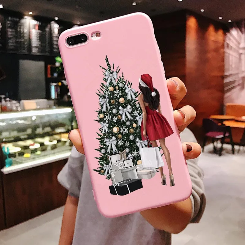 Веселый Рождественский чехол Vogue girl для iPhone 11 Pro Max новогодний розовый мягкий чехол для телефона с лосем для iPhone X 6 6S 7 8 Plus Xs XR XS MAX - Цвет: PINK TPU