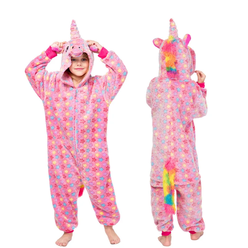 кигуруми детские пижамы для мальчиков девочек Onesies фланелевые животные единорог